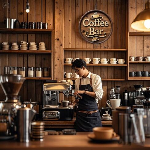Wooden Coffee Bar Sign Decor - Vintage Wall Decor & Coffees Station Accessories for Kitchen, Home, Office, Cafe - Housewarming Gift (Coffee Bar Sign) in Saudi Arabia