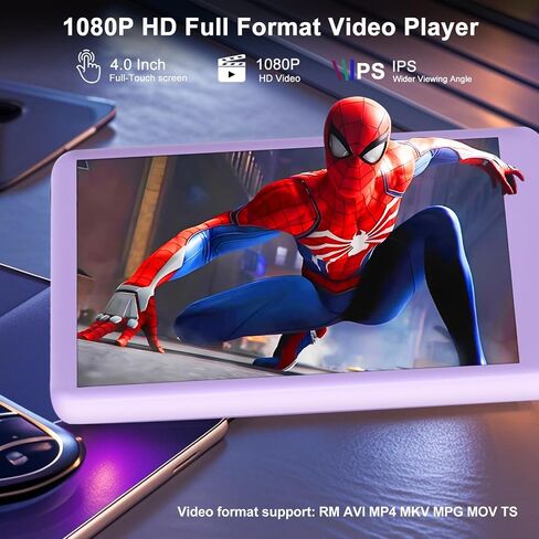 96GB MP3 Player with Bluetooth and WiFi, 4" Touch Screen Mp4 Player with Spotify, APP Store, Audible, Music, Video, FM, E-Book, Games, Includes Earphones, 64G TF Card,Black in Saudi Arabia