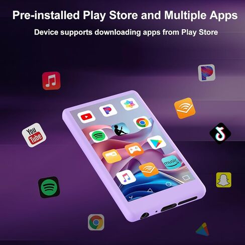 96GB MP3 Player with Bluetooth and WiFi, 4" Touch Screen Mp4 Player with Spotify, APP Store, Audible, Music, Video, FM, E-Book, Games, Includes Earphones, 64G TF Card,Black in Saudi Arabia
