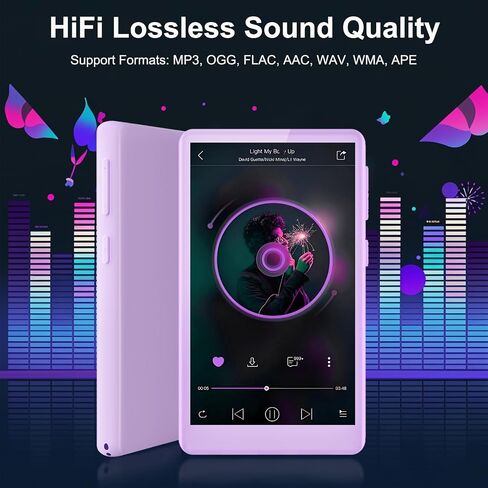 96GB MP3 Player with Bluetooth and WiFi, 4" Touch Screen Mp4 Player with Spotify, APP Store, Audible, Music, Video, FM, E-Book, Games, Includes Earphones, 64G TF Card,Black in Saudi Arabia