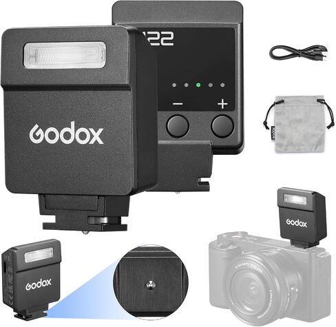 Godox iM22 Camera Flash Mini Flash with 470mAh Battery 440 Full-Power Flash 5 Levels for Sony zve10,zv1 etc, Canon, Nikon,Fuji, Olympus Cameras in Saudi Arabia