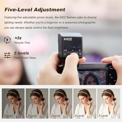 Godox iM22 Camera Flash Mini Flash with 470mAh Battery 440 Full-Power Flash 5 Levels for Sony zve10,zv1 etc, Canon, Nikon,Fuji, Olympus Cameras in Saudi Arabia