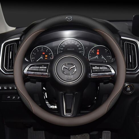 ل Mazda CX50 2023 Car Teadering Wheel Cover Cover Leather Develing Wheel Wheel Covers Covers Anti-Slip Indiories ، خط ثنائي اللون in Saudi Arabia