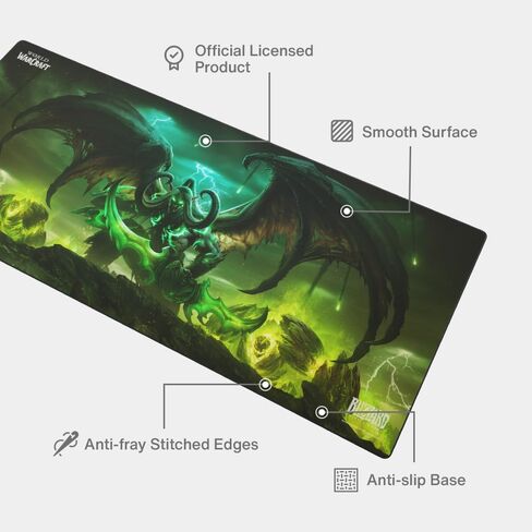 World of Warcraft Azeroth Gaming Mouse Pad, Computer Mouse Mat, Flat Stitched Edge, Non-Slip Rubber Base, Gamers & Office Use, 35 x 16 - Officially Licensed in Kuwait