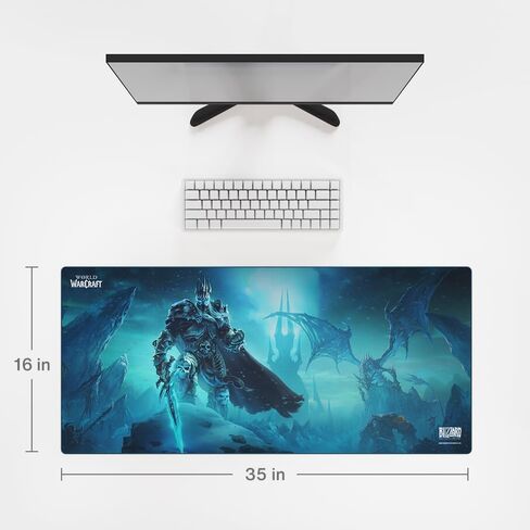 World of Warcraft Azeroth Gaming Mouse Pad, Computer Mouse Mat, Flat Stitched Edge, Non-Slip Rubber Base, Gamers & Office Use, 35 x 16 - Officially Licensed in Kuwait