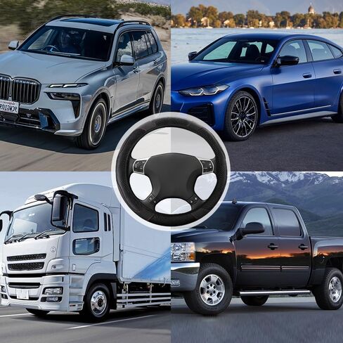 Car Steering Wheel Cover, Steering Wheel Protector, 15 inch Durable Leather Cover with Anti-Slip Lining, Universal Carbon Fiber Microfiber Leather Car Accessories for Most Cars (Black) in Kuwait