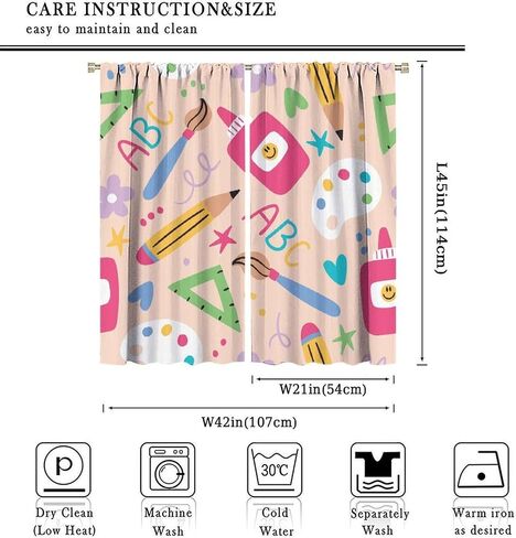 Classroom Curtains, Science Classroom Decor, Classroom Curtains for Shelves, Classroom Curtains Painting Curtains White Curtains for Classroom Kids Bedroom W42xL45 inches Décor in Saudi Arabia