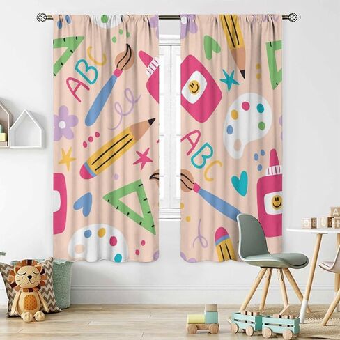 Classroom Curtains, Science Classroom Decor, Classroom Curtains for Shelves, Classroom Curtains Painting Curtains White Curtains for Classroom Kids Bedroom W42xL45 inches Décor in Saudi Arabia