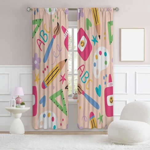 Classroom Curtains, Science Classroom Decor, Classroom Curtains for Shelves, Classroom Curtains Painting Curtains White Curtains for Classroom Kids Bedroom W42xL45 inches Décor in Saudi Arabia