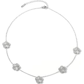 Clover Layered Necklace for Women | Clover Choker Necklace 14K Gold Plated Stainless Steel Women's Jewelry in Kuwait