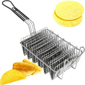 Taco Fryer Basket, Deep Fryer Taco Holder Basket V-Shaped Taco Shell Mold Taco Shell Fryer for Burritos and Tortillas, Holds 8 Shells in Kuwait
