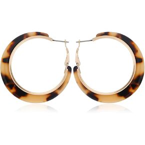 MALOYANVE Acrylic Hoops Earrings for Women Simple Bohemia Multi Colored Tortoise Resin Statement Dangle Stud Earring Party Jewelry Gifts in Kuwait
