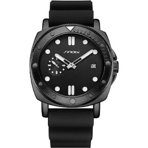 Watches for Men with Calendar, Rotating Bezel and Small Seconds Dial Silicone Strap Water-Resistant Mens Watch in Saudi Arabia
