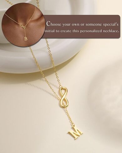 FUNEIA Gold Initial Necklaces for Women Trendy Dainty Long 14K Gold Plated Infinity Lariat Letter Necklace Non Tarnish Friendship Personalized Name Drop Pendant Y Necklace Stack Jewelry Gift in Kuwait
