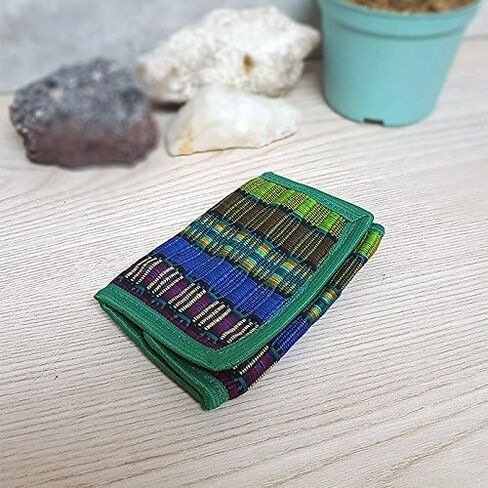 Mia Jewel Shop Multicolored Multicolored Striped Slim Trifold Wallet محفظة عملة مع فتحات بطاقات - حقائب للجنسين للجنسين الأزياء المصنوعة يدويًا. in Kuwait