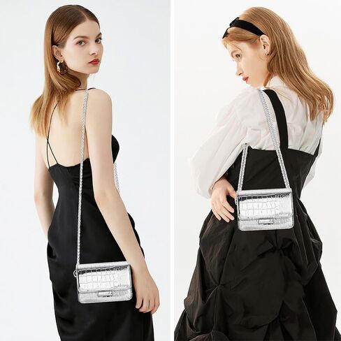 حقائب LJCZKA MINI Crossbody للنساء Y2K محفظة مربعة صغيرة مع حقائب مسائية حزام السلسلة لآنسي ، حفلة موسيقية ، حفلة in Kuwait