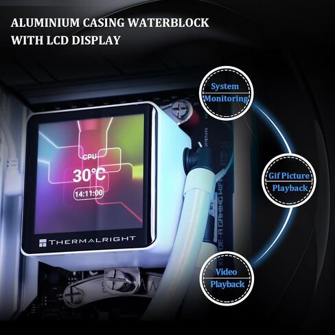 Thermalright Frozen Vision 240 White-Liquid CPU Water Cooler, with 2 PWM Fans,2.88-inch Square Image IPS LCD Display for 480x480 Pixels,Computer CPU Water Cooler for AM4/AM5,Intel lga1700/115X/1851 in Kuwait
