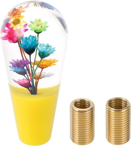 Flower Shift Knob Universal Gear Shifter Knob Acrylic Stick Shifter Lever Knob for Automatic and Manual Vehicle with 2 Adapter Clear Green 1 Set in Saudi Arabia
