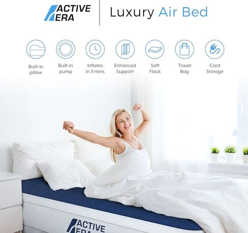 Active Era Luxury Camping Air Mattress with Built in Pump - Queen, USB Rechargeable Pump, Travel Bag for Tent Camping in Saudi Arabia