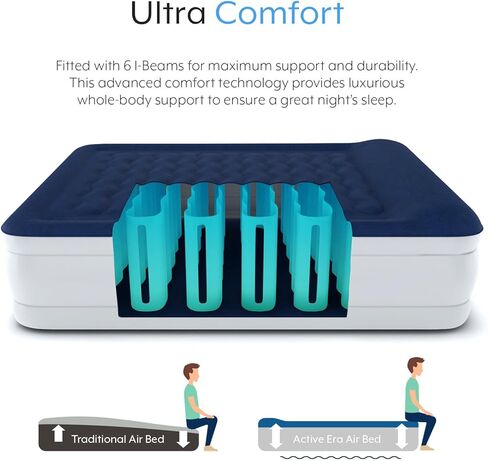 Active Era Luxury Camping Air Mattress with Built in Pump - Queen, USB Rechargeable Pump, Travel Bag for Tent Camping in Saudi Arabia