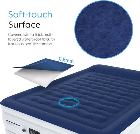 Active Era Luxury Camping Air Mattress with Built in Pump - Queen, USB Rechargeable Pump, Travel Bag for Tent Camping in Saudi Arabia