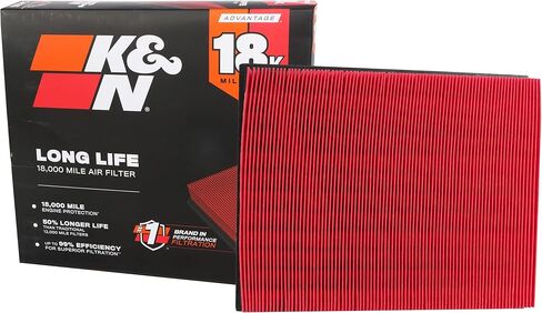 K&N Engine Air Filter: Long Life 18000 Mile Plater: متوافق مع 2013-2019 Ford/Lincoln (Edge ، Fusion ، Galaxy ، Mondeo ، S-Max ، Continental ، MKZ) ، KNA-5000 in Saudi Arabia