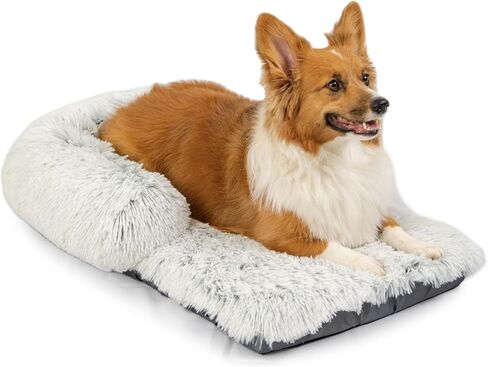 Nap Mat Dog Bed with Bolster - Washable Crate Pad and Removable Cover, Frost, Small, 22x15 in Kuwait