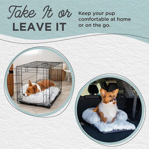 Nap Mat Dog Bed with Bolster - Washable Crate Pad and Removable Cover, Frost, Small, 22x15 in Kuwait