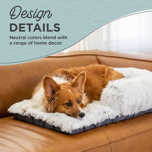 Nap Mat Dog Bed with Bolster - Washable Crate Pad and Removable Cover, Frost, Small, 22x15 in Kuwait
