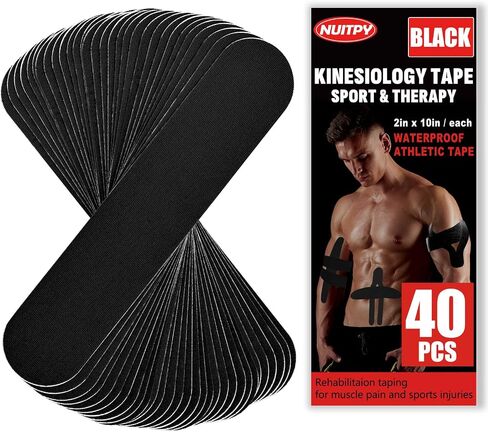 40PCS Precut Kinesiology Tape Strips, 8 Colors 2 inch x 10 inch Cotton Athletic Tape, Kinetic Tape, Elastic Muscle Tape, Sports Tape, Knee Tape for Exercise and Daily Use in Kuwait