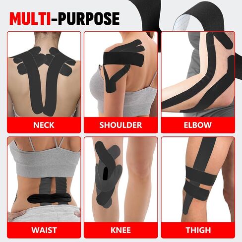 40PCS Precut Kinesiology Tape Strips, 8 Colors 2 inch x 10 inch Cotton Athletic Tape, Kinetic Tape, Elastic Muscle Tape, Sports Tape, Knee Tape for Exercise and Daily Use in Kuwait
