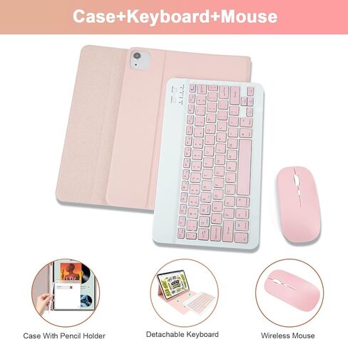 SOPPY Keyboard Case with Touchpad for iPad Air 11-inch (M3 2025 / M2 2024) & Air 5th/4th Gen & iPad Pro 11 inch (1st/2nd/3rd/4th Gen), Detachable Bluetooth Keyboard Cover, Rechargeable, Pink in Kuwait