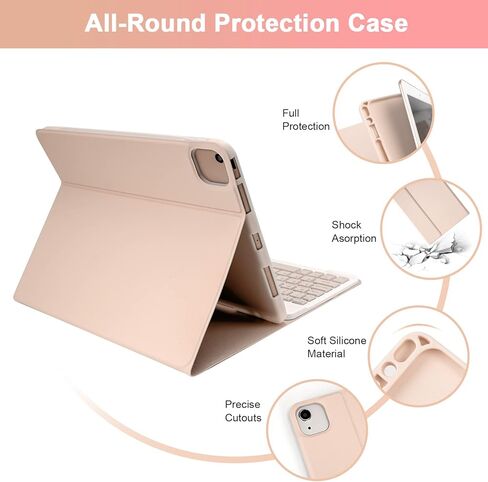 SOPPY Keyboard Case with Touchpad for iPad Air 11-inch (M3 2025 / M2 2024) & Air 5th/4th Gen & iPad Pro 11 inch (1st/2nd/3rd/4th Gen), Detachable Bluetooth Keyboard Cover, Rechargeable, Pink in Kuwait