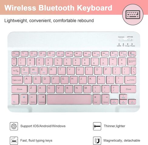 SOPPY Keyboard Case with Touchpad for iPad Air 11-inch (M3 2025 / M2 2024) & Air 5th/4th Gen & iPad Pro 11 inch (1st/2nd/3rd/4th Gen), Detachable Bluetooth Keyboard Cover, Rechargeable, Pink in Kuwait