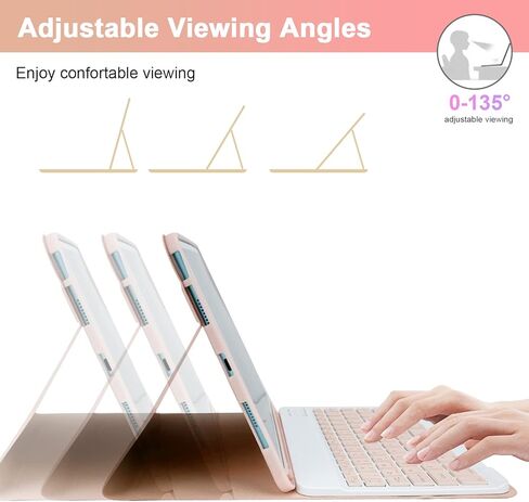 SOPPY Keyboard Case with Touchpad for iPad Air 11-inch (M3 2025 / M2 2024) & Air 5th/4th Gen & iPad Pro 11 inch (1st/2nd/3rd/4th Gen), Detachable Bluetooth Keyboard Cover, Rechargeable, Pink in Kuwait