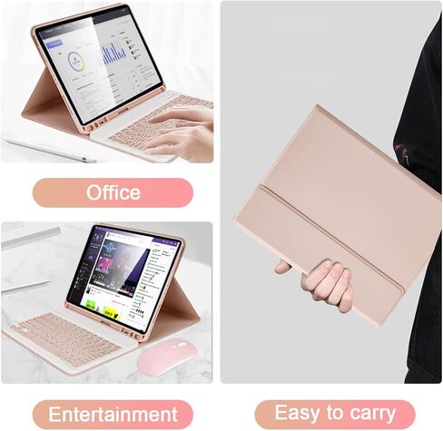 SOPPY Keyboard Case with Touchpad for iPad Air 11-inch (M3 2025 / M2 2024) & Air 5th/4th Gen & iPad Pro 11 inch (1st/2nd/3rd/4th Gen), Detachable Bluetooth Keyboard Cover, Rechargeable, Pink in Kuwait