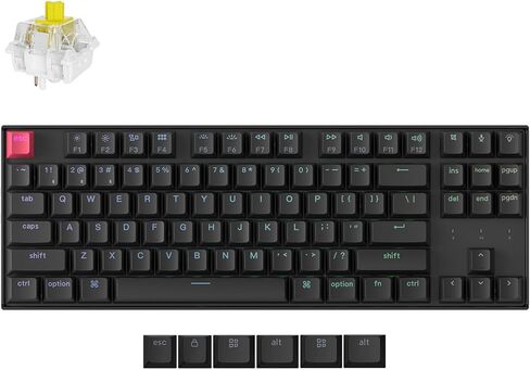 Keychron K8 الإصدار 2 لوحة المفاتيح الميكانيكية اللاسلكية TKL ، QMK/Launcher Bluetooth 5.2/Wired ، RGB Backlit Sheer-shourge Kears ، Super Red Switch Windows Linux (Hot-swappable) in Kuwait