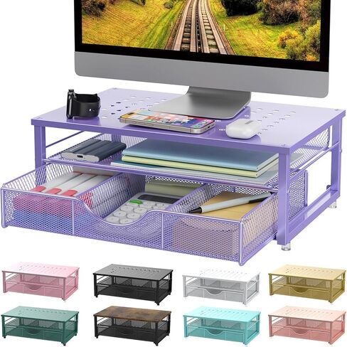 Gianotter Computer Monitor Reser ، منظم المكاتب مع درج ، منظمي المكاتب تخزين لوازم المكاتب الفصول الدراسية (الأرجواني) in Kuwait