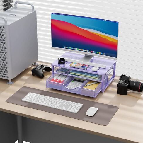 Gianotter Computer Monitor Reser ، منظم المكاتب مع درج ، منظمي المكاتب تخزين لوازم المكاتب الفصول الدراسية (الأرجواني) in Kuwait