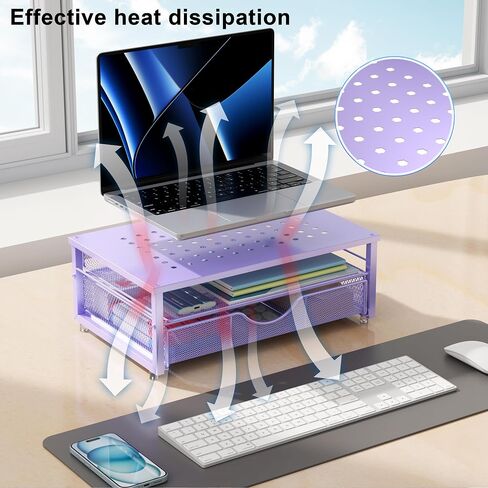 Gianotter Computer Monitor Reser ، منظم المكاتب مع درج ، منظمي المكاتب تخزين لوازم المكاتب الفصول الدراسية (الأرجواني) in Kuwait
