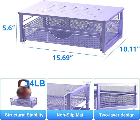 Gianotter Computer Monitor Reser ، منظم المكاتب مع درج ، منظمي المكاتب تخزين لوازم المكاتب الفصول الدراسية (الأرجواني) in Kuwait