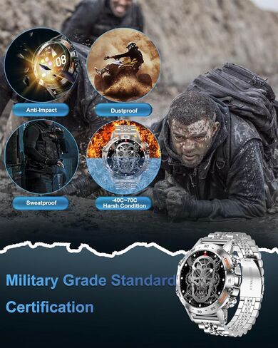 Military Smart Watches for Men(Answer/Make Call), Tactical Smartwatch for Android iOS, 400mAh Battery/Sports Tracking/Health/Sleep Monitoring in Kuwait