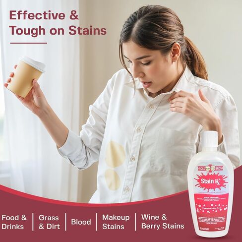 Stain Remover, Effectively Eliminates Stains from Wine, Berries & Blood on Fabrics, Carpets, Upholstery & Jewelry, Dye-Free, Bleach-Free, Made in USA, 2 fl. oz. (6 Pack) with a Flip-Top Cap in Kuwait