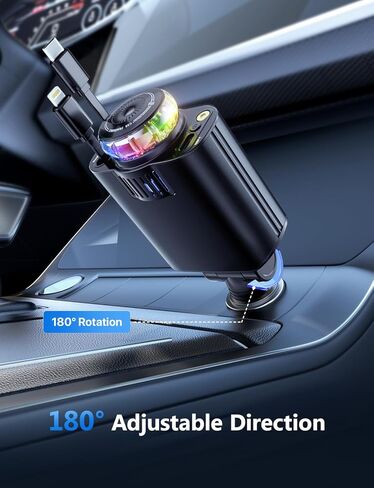 Retractable Car Charger, 4 in 1 Fast Car Phone Charger, 2 Retractable Cables and 2 USB Port, Compatible with iPhone 16/15/14/13/12/11 in Kuwait