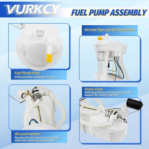 Electric Fuel Pump Module Assembly with Sending Unit Compatible with 2001 2002 2003 2004 2005 Honda Civi, L4 1.3L/ 1.7L/ 2.0L, Replaces E8566M, 17045-S5A-A00, 17045-S5A-A31 in Saudi Arabia