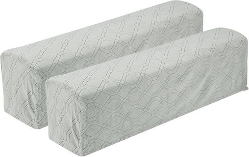 uxcell 2Pcs Diamond Pattern Stretch Armrest Covers, Soft Armchair Slipcovers Couch Recliner Arm Cover for Chair Sofa Protector, Light Grey in Saudi Arabia