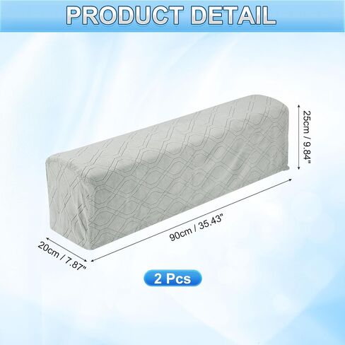 uxcell 2Pcs Diamond Pattern Stretch Armrest Covers, Soft Armchair Slipcovers Couch Recliner Arm Cover for Chair Sofa Protector, Light Grey in Saudi Arabia