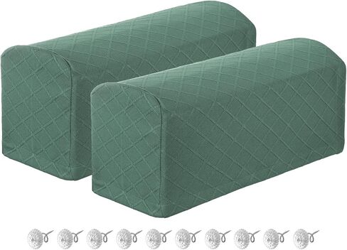 uxcell 2Pcs Diamond Pattern Stretch Armrest Covers, Soft Armchair Slipcovers Couch Recliner Arm Cover for Chair Sofa Protector, Light Grey in Saudi Arabia