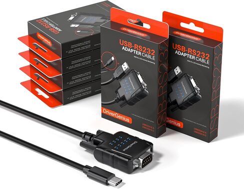 DriverGenius USB232A-E-C | USB-C to Serial/RS232 (DB9) Adapter – A Reliable Tool for PLC Programming, Robot Control, Data Acquisition, and Embedded System Development 【4-Piece/Pack】 in Saudi Arabia