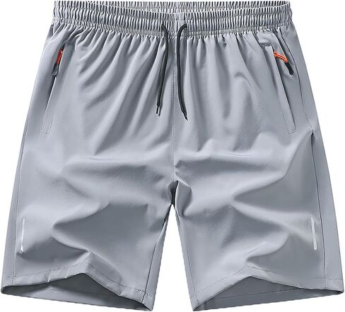 Mens Athletic Shorts with Zipper Pockets Running Quick Drying Active Wear Breathable Workout Hiking Basketball Outdoor Shorts in Saudi Arabia